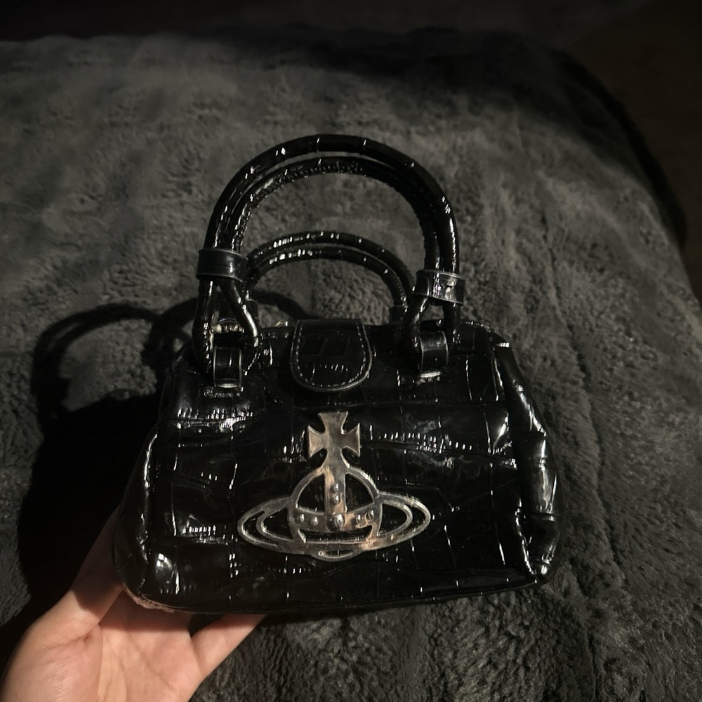 Black Mini Bag with Gold-Tone Accents